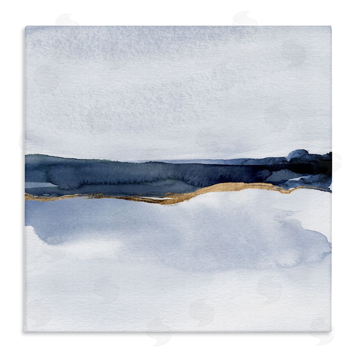 Jacob Green Soothing Blue Landscape Painting Abstract Glam Lines Stretched Canvas Wall Art Print