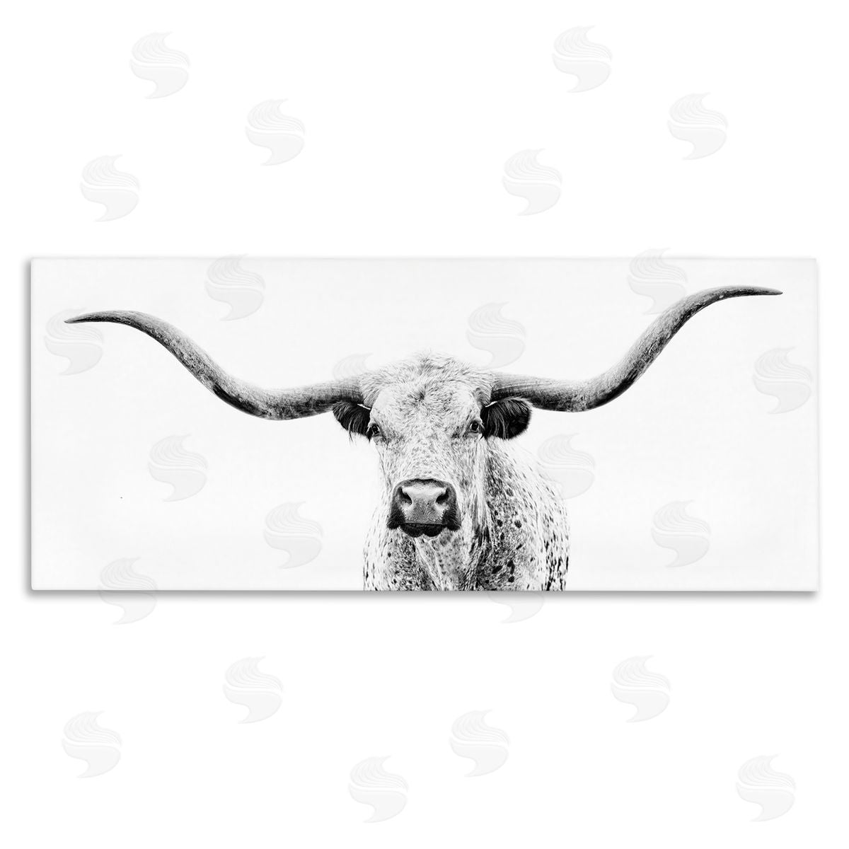 Modern Longhorn Cattle Gazing Canvas Wall Art, Home Decor by PHBurchett