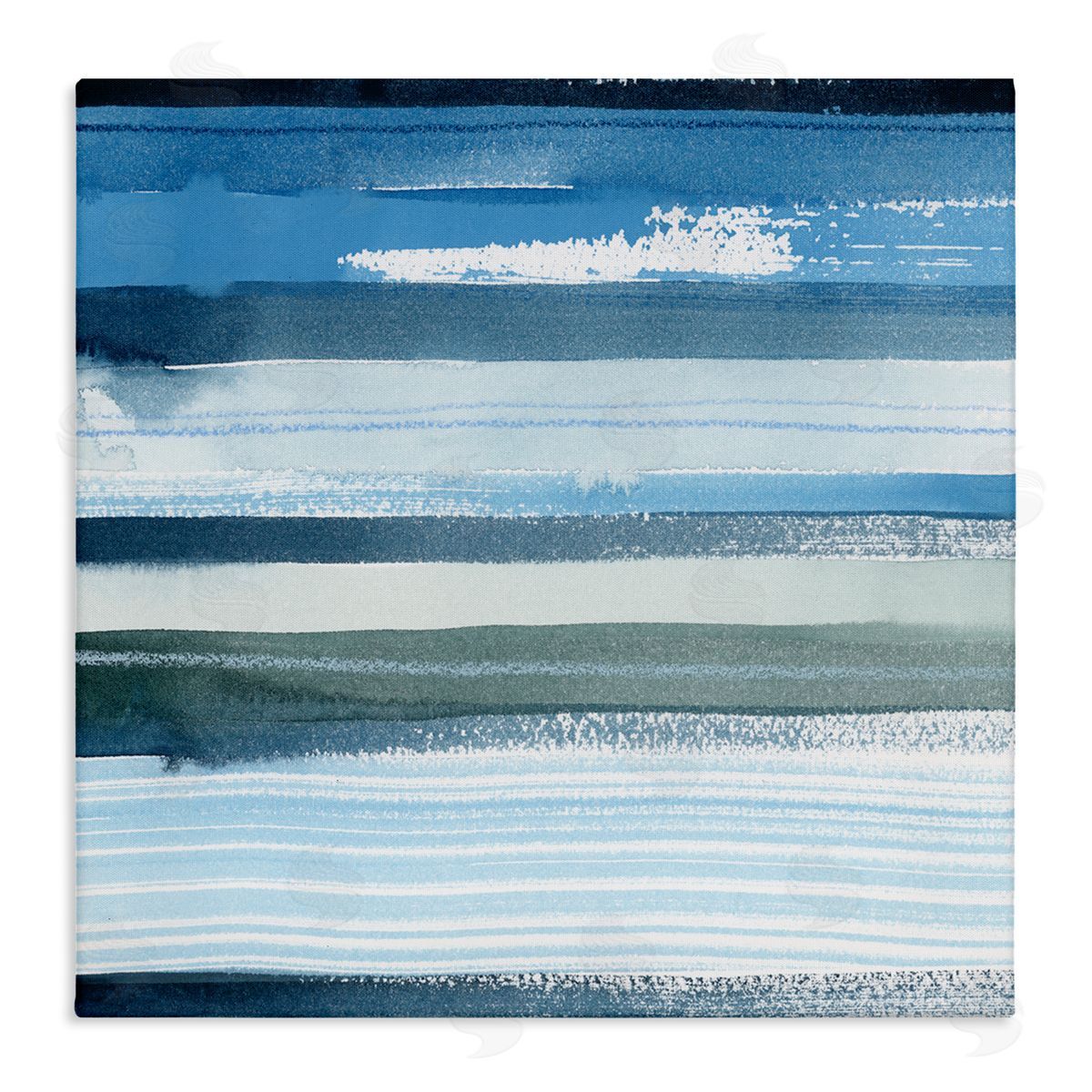 Grace Popp Vivid Blue Striped Landscape Abstract Ocean View Stretched Canvas Wall Art Print