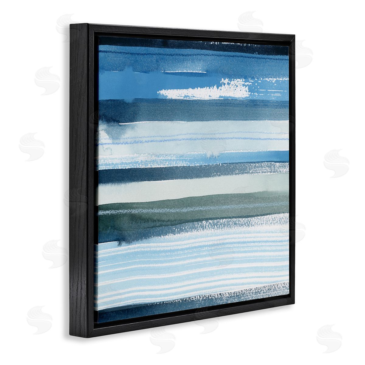 Grace Popp Vivid Blue Striped Landscape Abstract Ocean View Black Floating Frame Canvas Wall Art Print