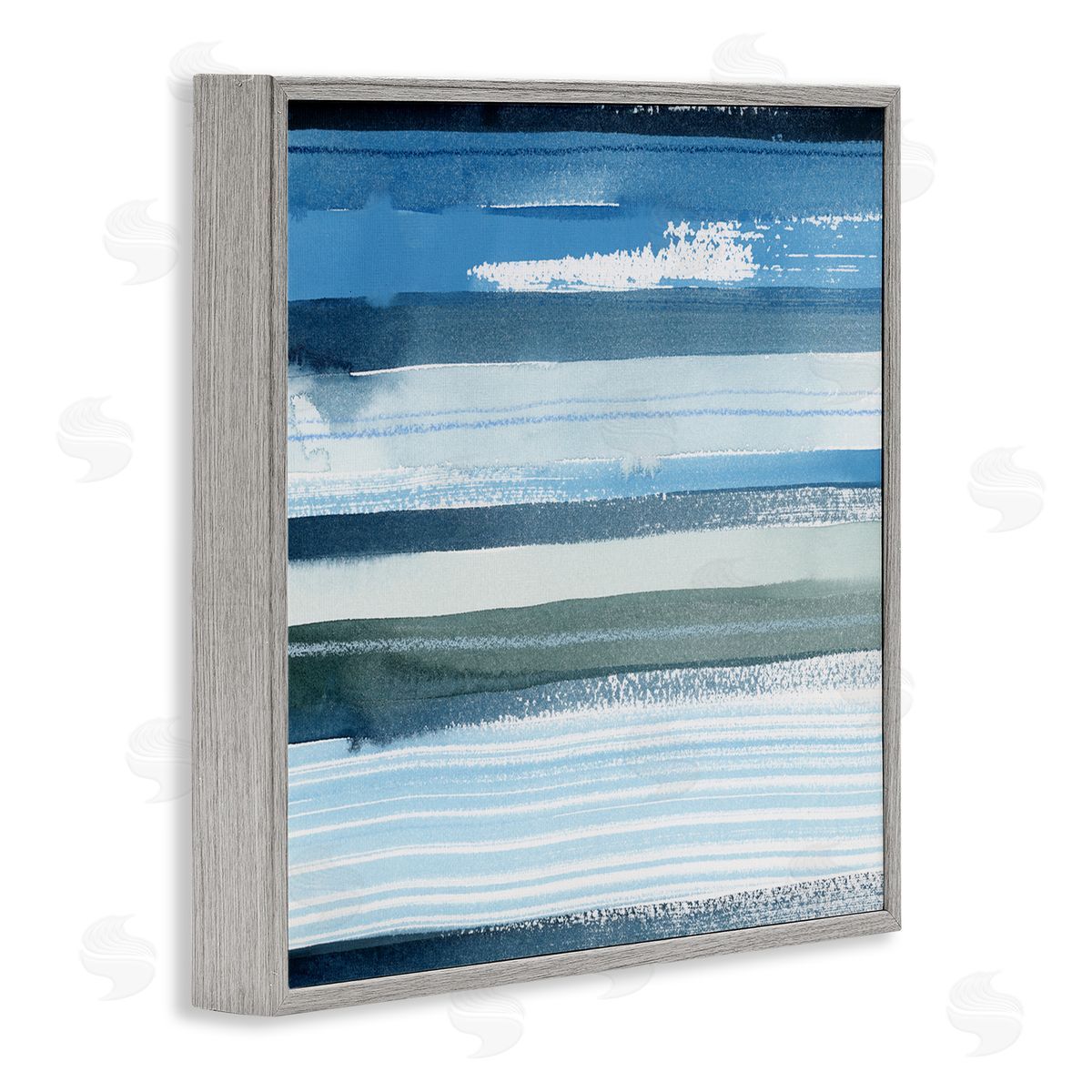 Grace Popp Vivid Blue Striped Landscape Abstract Ocean View Gray Framed Glicee Wall Art Print