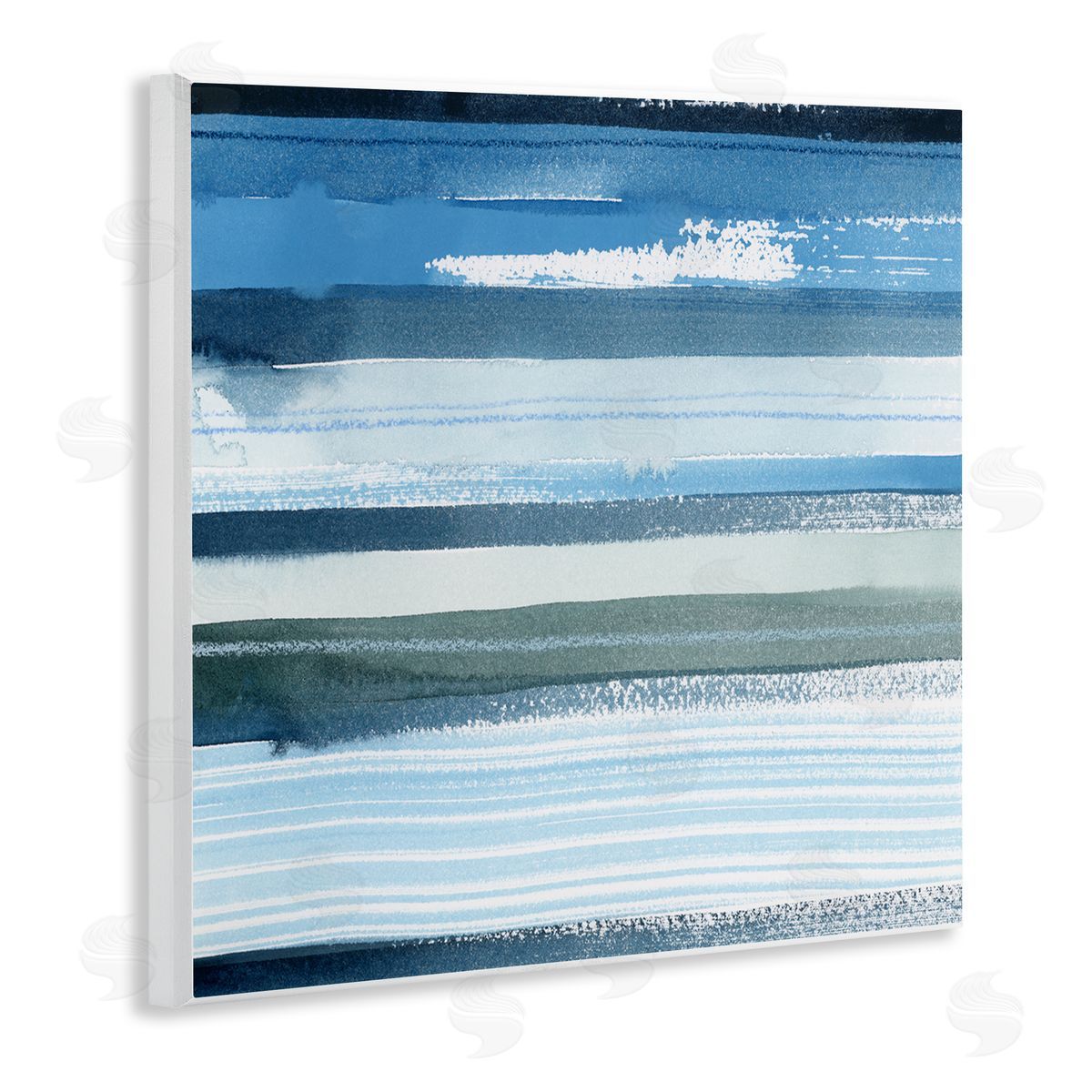 Grace Popp Vivid Blue Striped Landscape Abstract Ocean View Wooden Wall Plaque Art Print