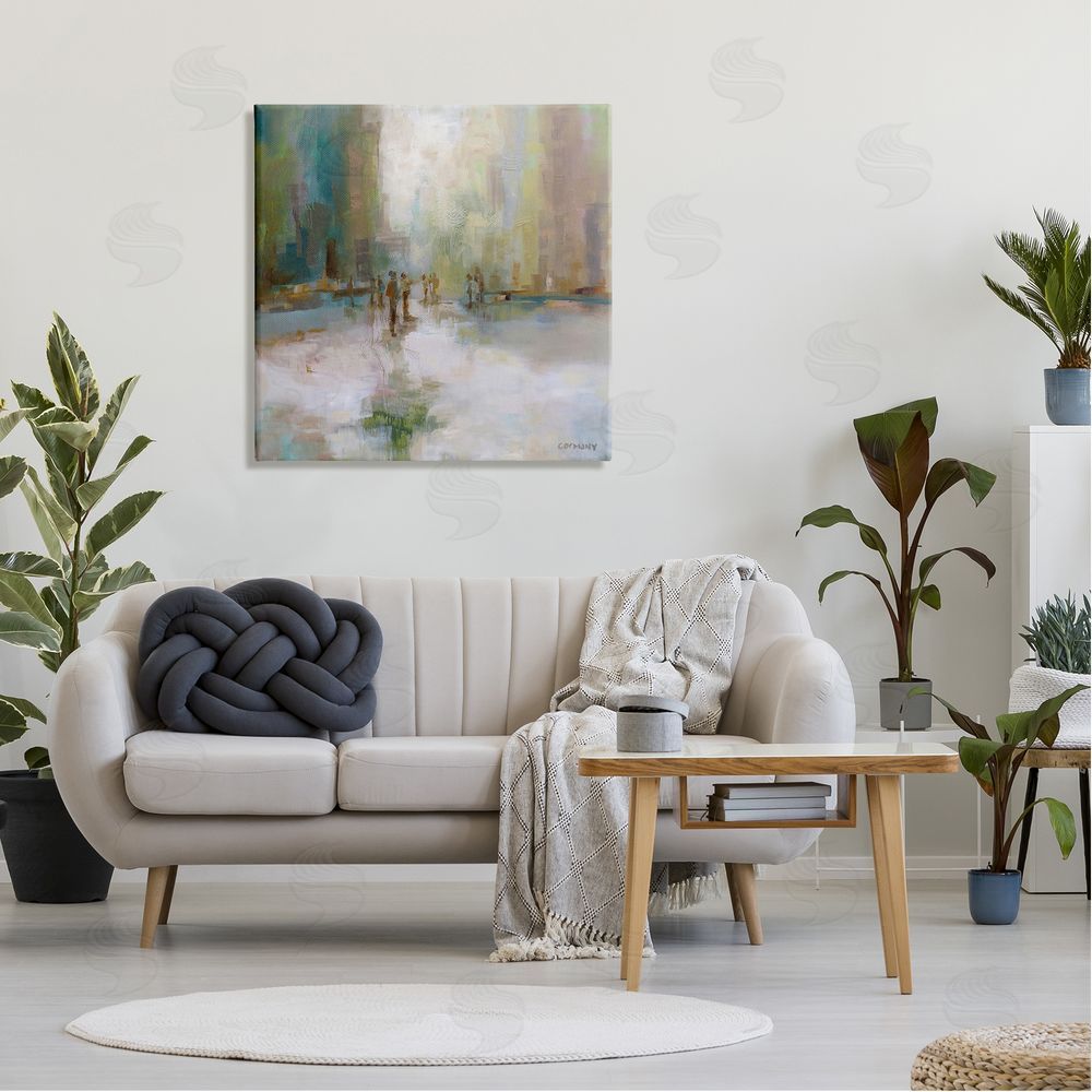 Claire Cormany Impressionist Cityscape Painting Abstract People Street Design Canvas Wall Art in Room