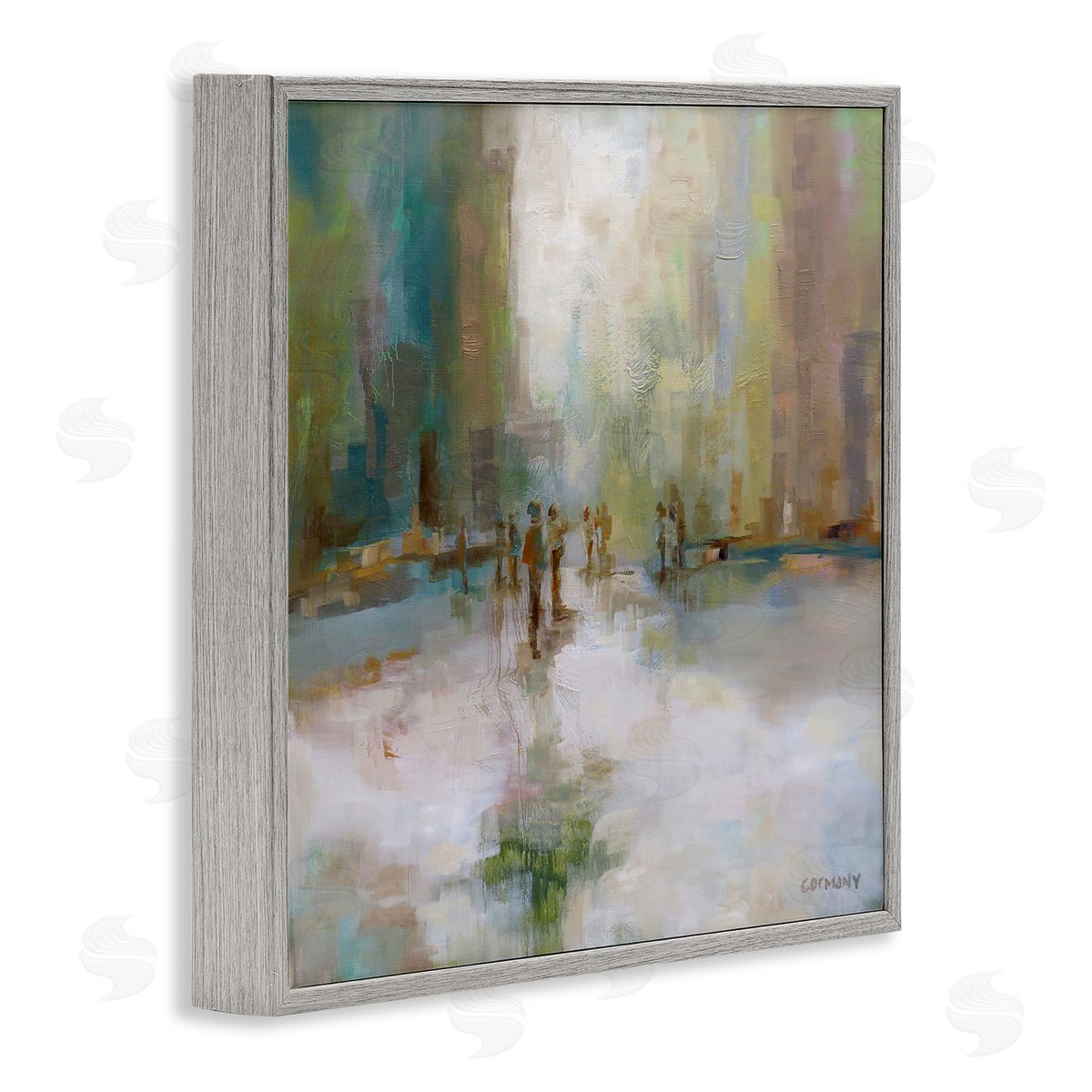 Claire Cormany Impressionist Cityscape Painting Abstract People Street Design Gray Framed Glicee Wall Art Print