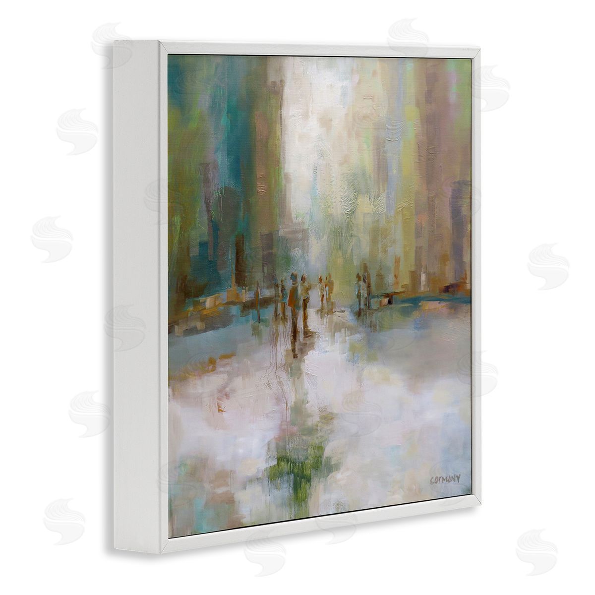 Claire Cormany Impressionist Cityscape Painting Abstract People Street Design White Framed Glicee Wall Art Print