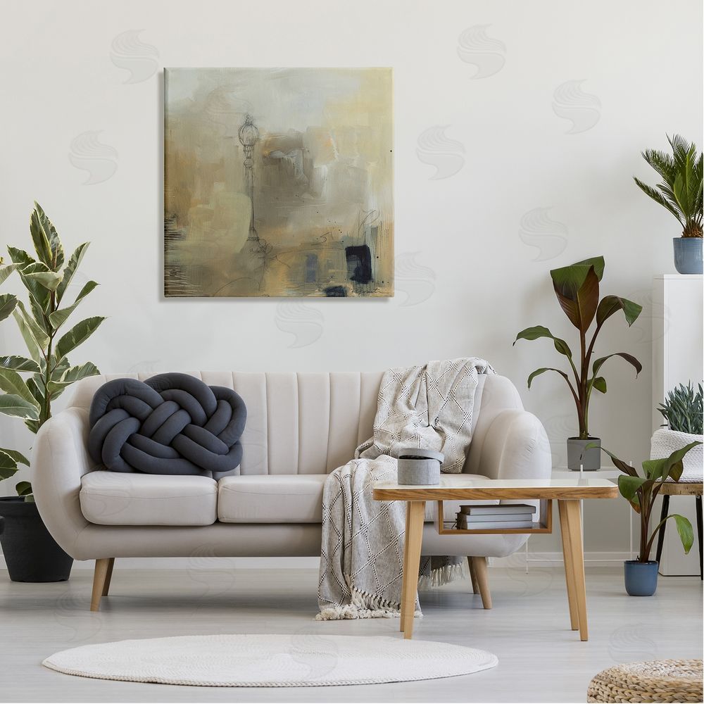 Ruth Fromstein Mysterious Abstract Town Scenery Street Light Scribbles Canvas Wall Art in Room