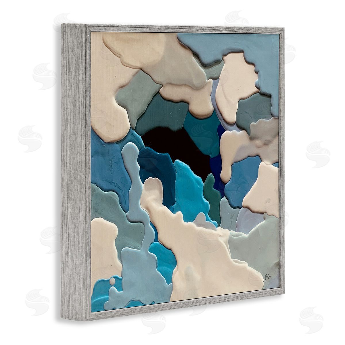 Stacy Gresell Abstract Irregular Shapes Complex Layered Dripped Paint Gray Framed Glicee Wall Art Print