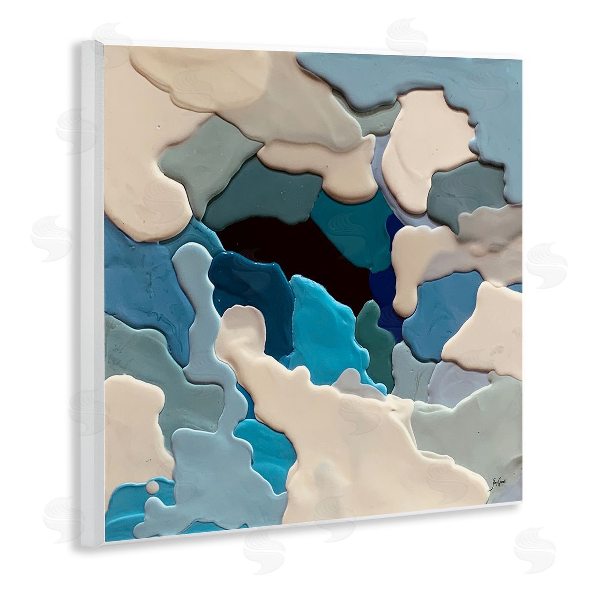 Stacy Gresell Abstract Irregular Shapes Complex Layered Dripped Paint Wooden Wall Plaque Art Print