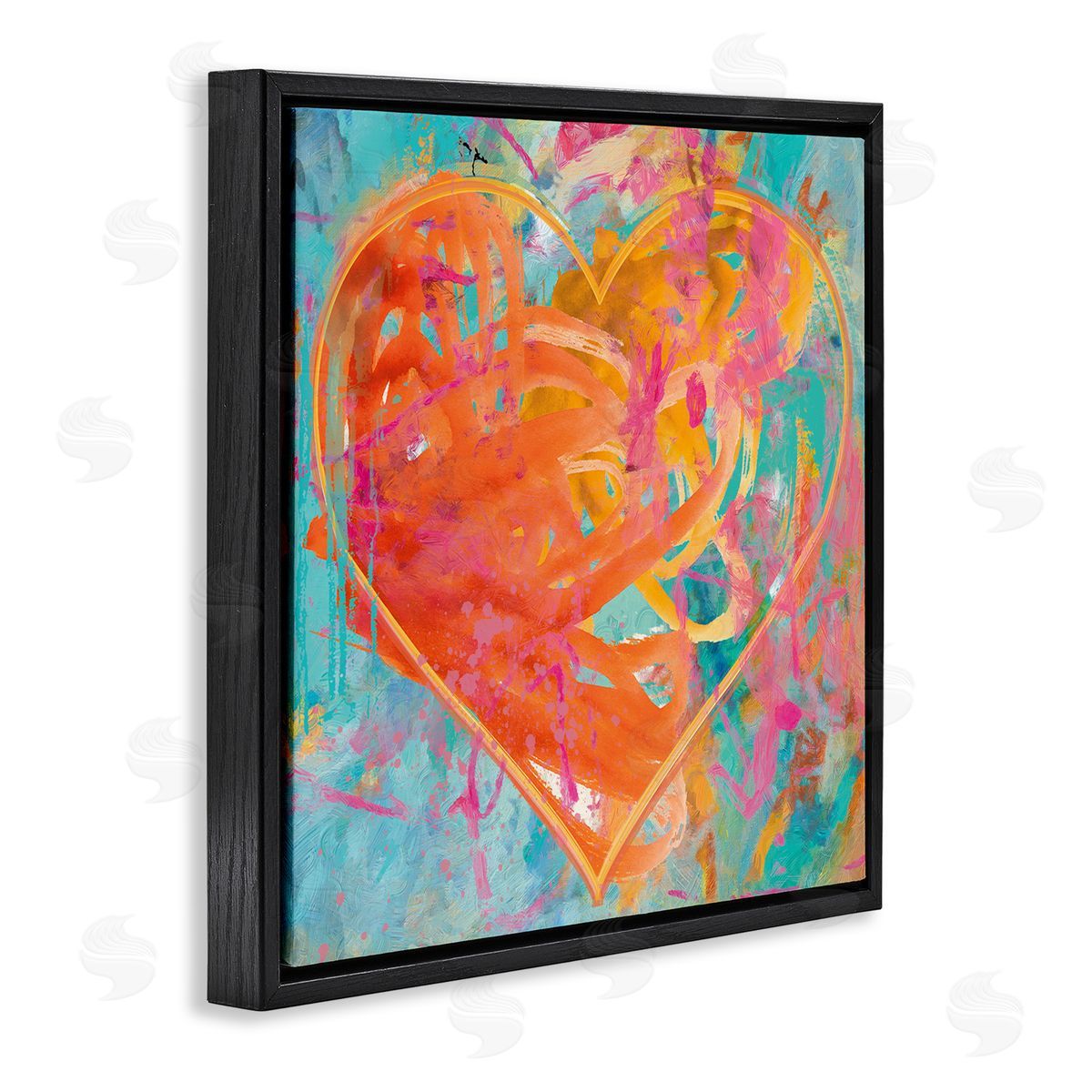 Porter Hastings Street Style Graffiti Heart Shape Bold Paint Splatter  Black Floating Frame Canvas Wall Art Print