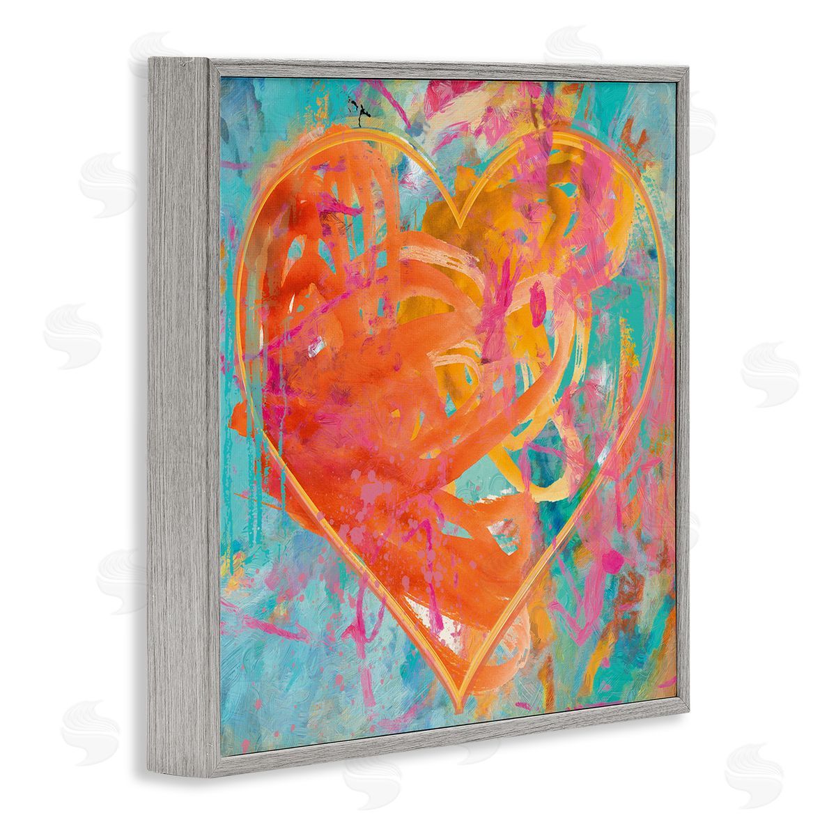 Porter Hastings Street Style Graffiti Heart Shape Bold Paint Splatter  Gray Framed Glicee Wall Art Print