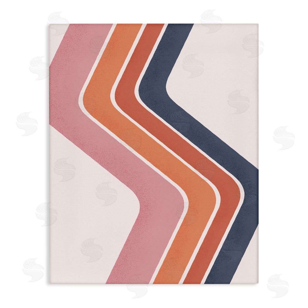 JJ House LLC Retro Smooth Stripe Lines Vintage Shapes Pattern Stretched Canvas Wall Art Print