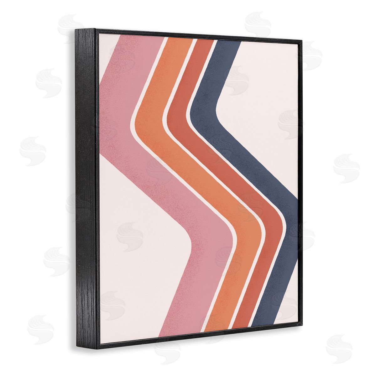 JJ House LLC Retro Smooth Stripe Lines Vintage Shapes Pattern Black Framed Giclee Wall Art Print
