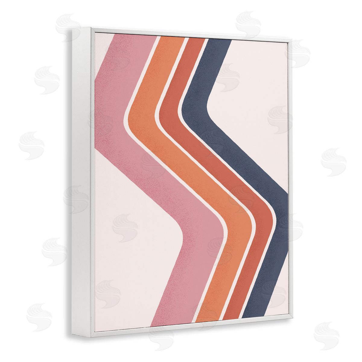 JJ House LLC Retro Smooth Stripe Lines Vintage Shapes Pattern White Framed Giclee Wall Art Print