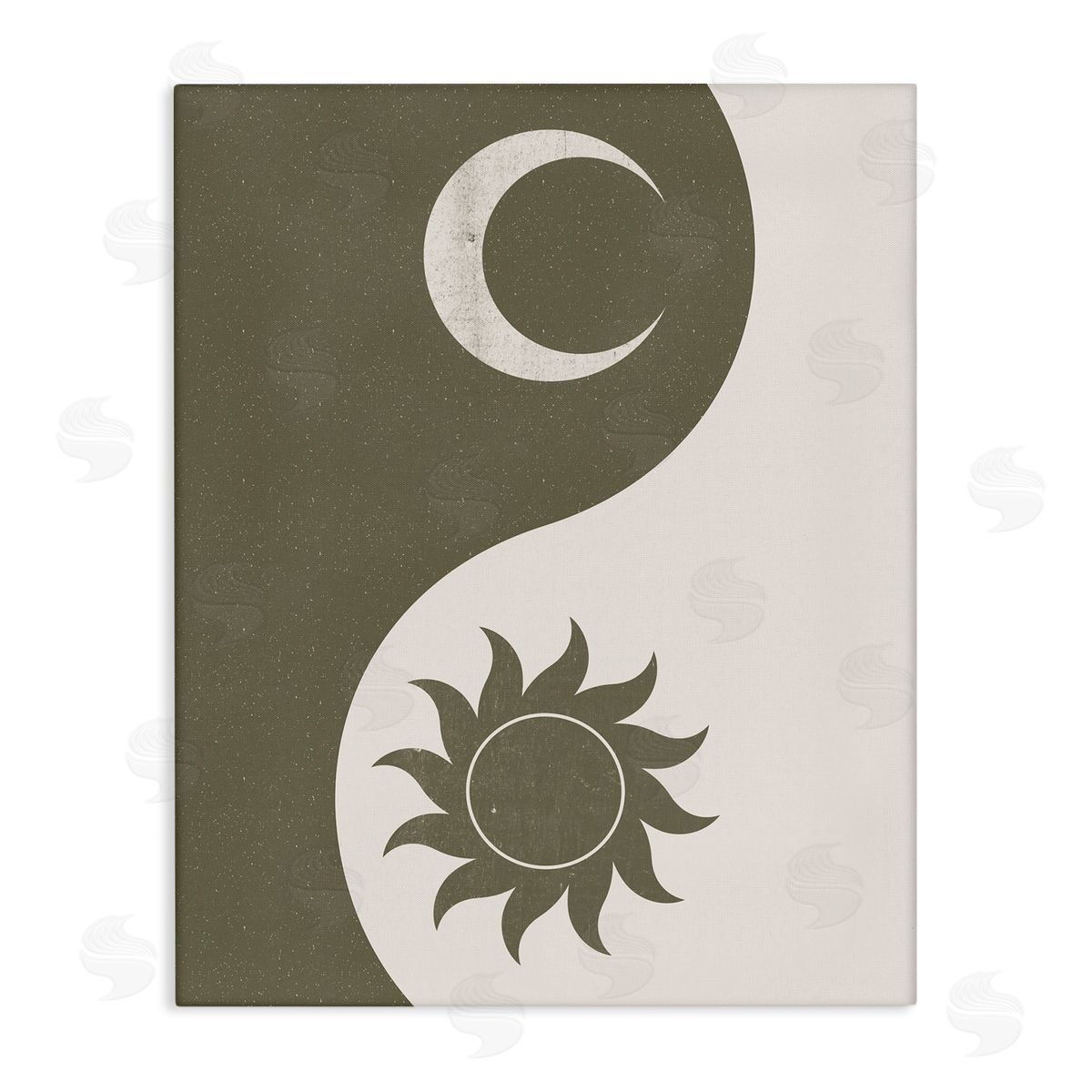 JJ House LLC Solar & Lunar Yin Yang Shape Spiritual Stretched Canvas Wall Art Print