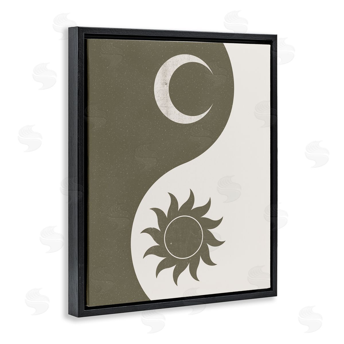 JJ House LLC Solar & Lunar Yin Yang Shape Spiritual Black Floating Frame Canvas Wall Art Print