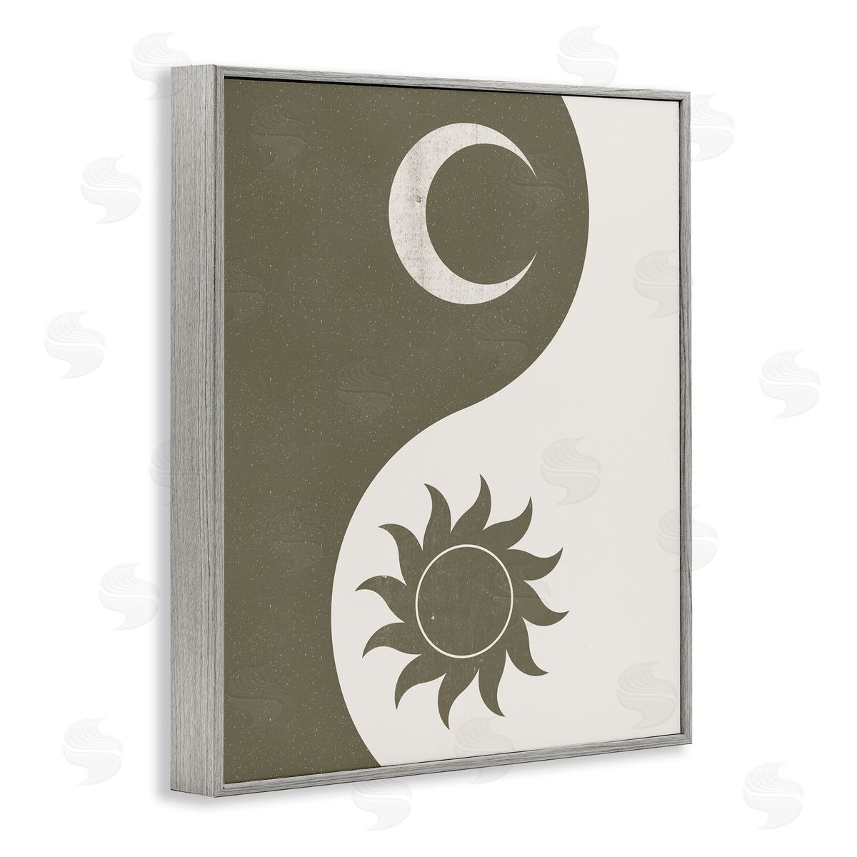 JJ House LLC Solar & Lunar Yin Yang Shape Spiritual Gray Framed Giclee Wall Art Print
