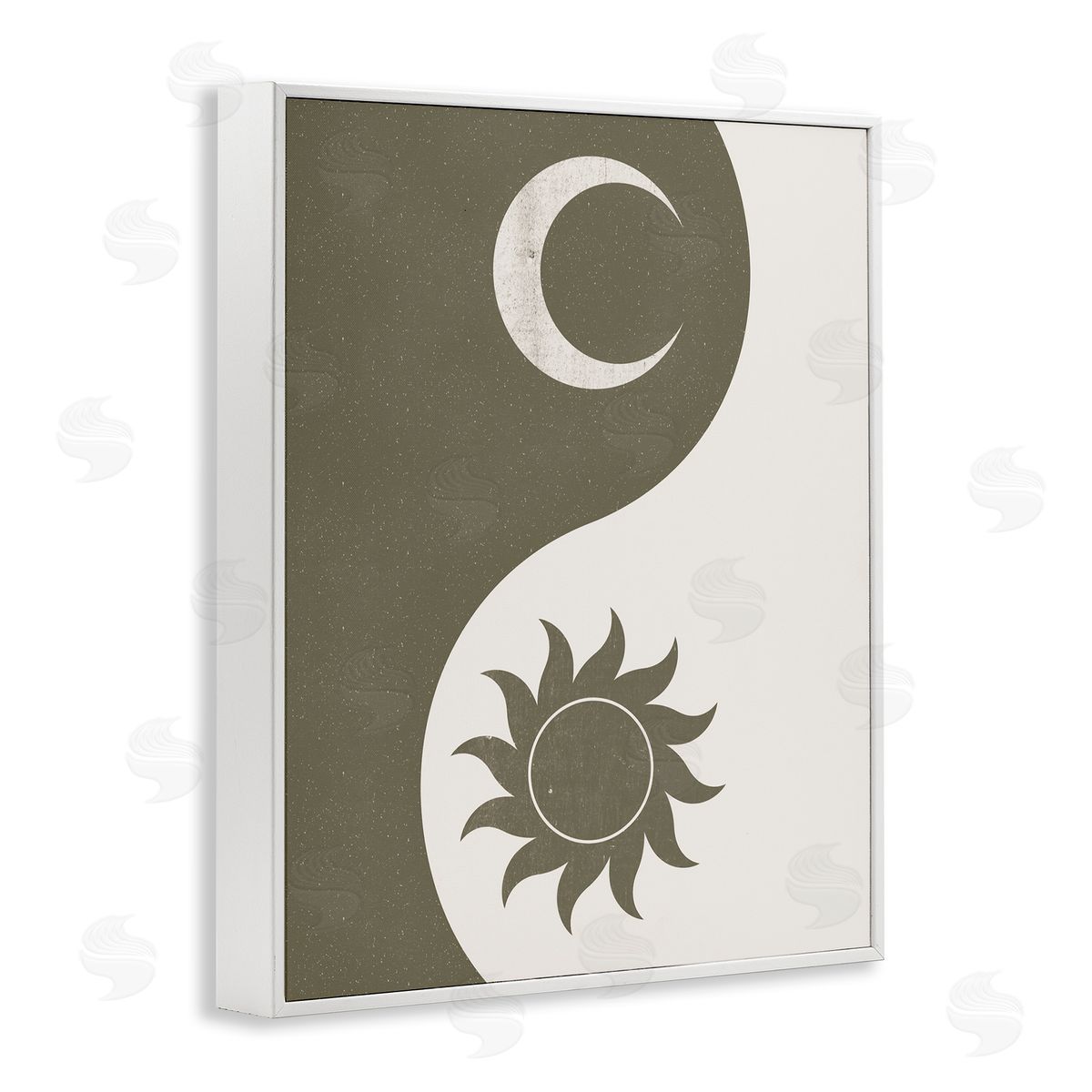 JJ House LLC Solar & Lunar Yin Yang Shape Spiritual White Framed Giclee Wall Art Print