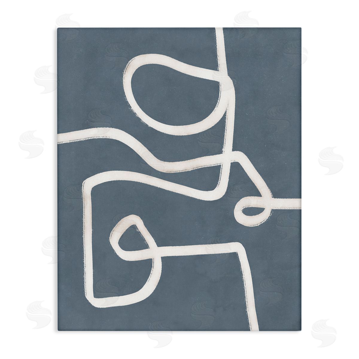 Nina Blue Abstract Squiggle Shape Contemporary Paint Stroke Stretched Canvas Wall Art Print