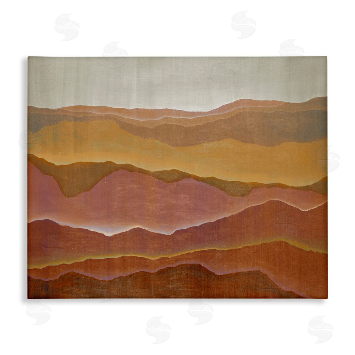 Liz Jardine Warm Glowing Mountain Range Overlay Desert Landscape  Stretched Canvas Wall Art Print