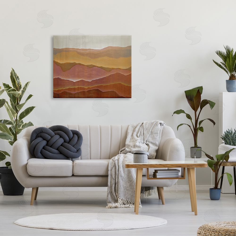 Liz Jardine Warm Glowing Mountain Range Overlay Desert Landscape  Canvas Wall Art Print in Room