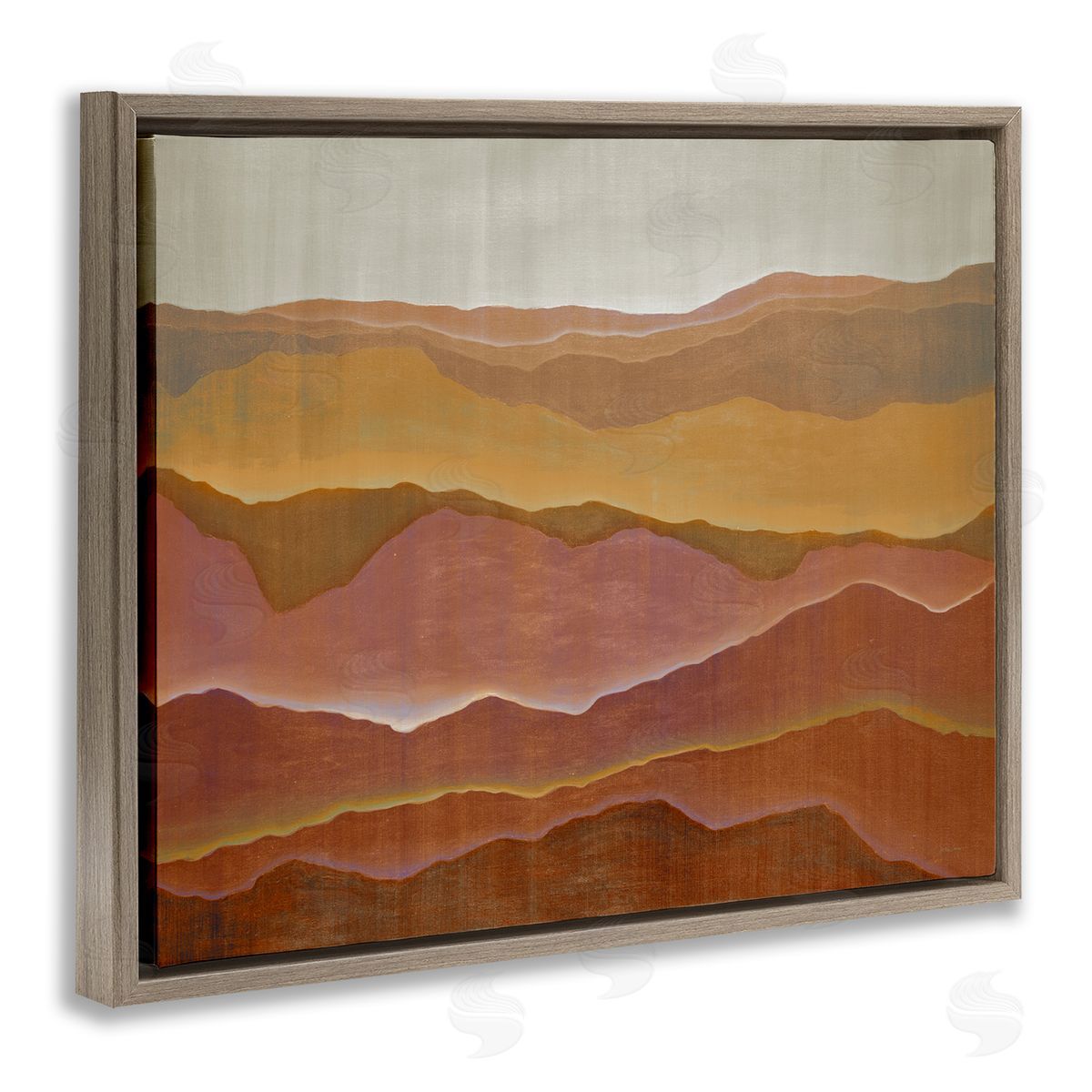 Liz Jardine Warm Glowing Mountain Range Overlay Desert Landscape  Brown Floating Frame Canvas Wall Art Print