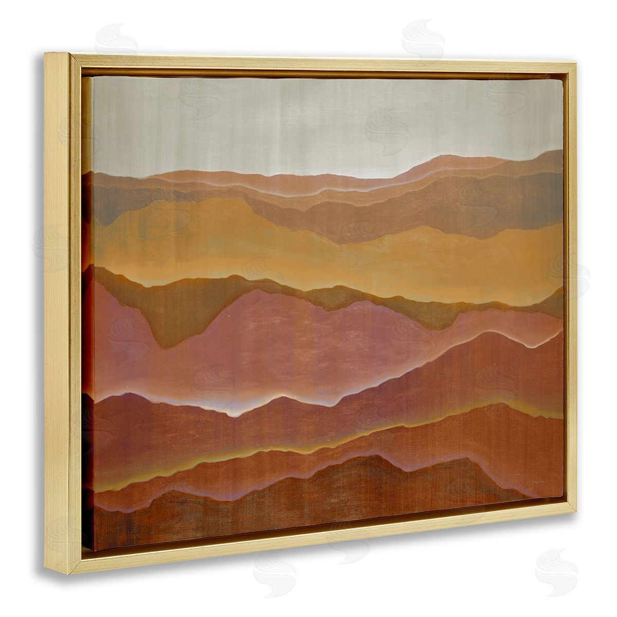 Liz Jardine Warm Glowing Mountain Range Overlay Desert Landscape  Gold Floating Frame Canvas Wall Art Print