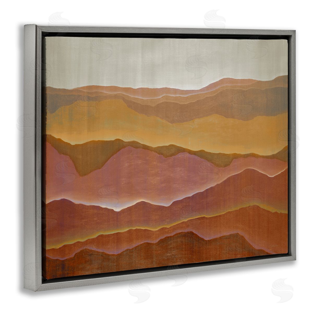 Liz Jardine Warm Glowing Mountain Range Overlay Desert Landscape  Gray Floating Frame Canvas Wall Art Print