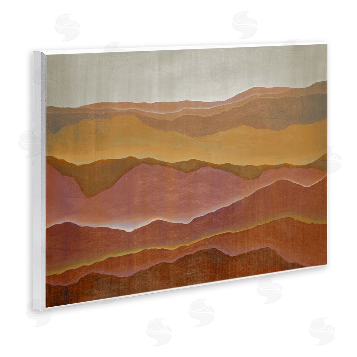 Liz Jardine Warm Glowing Mountain Range Overlay Desert Landscape  Wall Plaque Art Print
