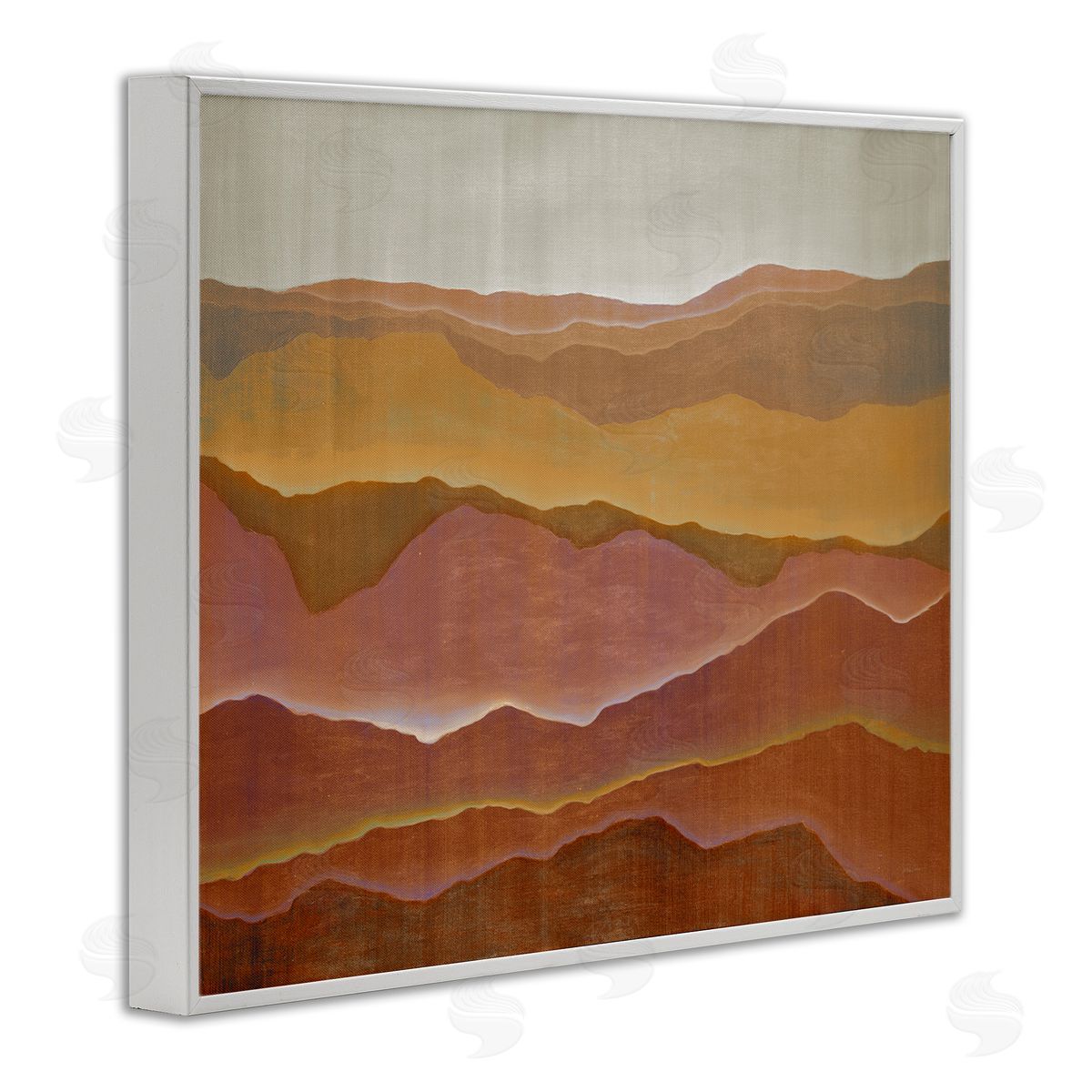 Liz Jardine Warm Glowing Mountain Range Overlay Desert Landscape  White Framed Giclee Wall Art Print