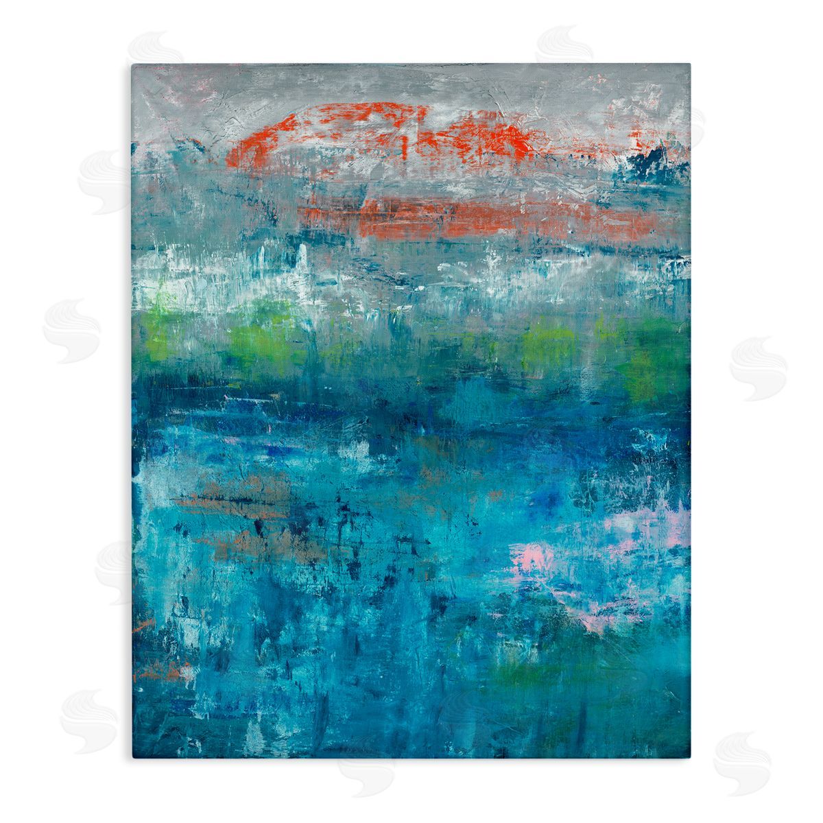 Jeff Iorillo Detailed Paint Stroke Overlays Deep Blue Red  Stretched Canvas Wall Art Print