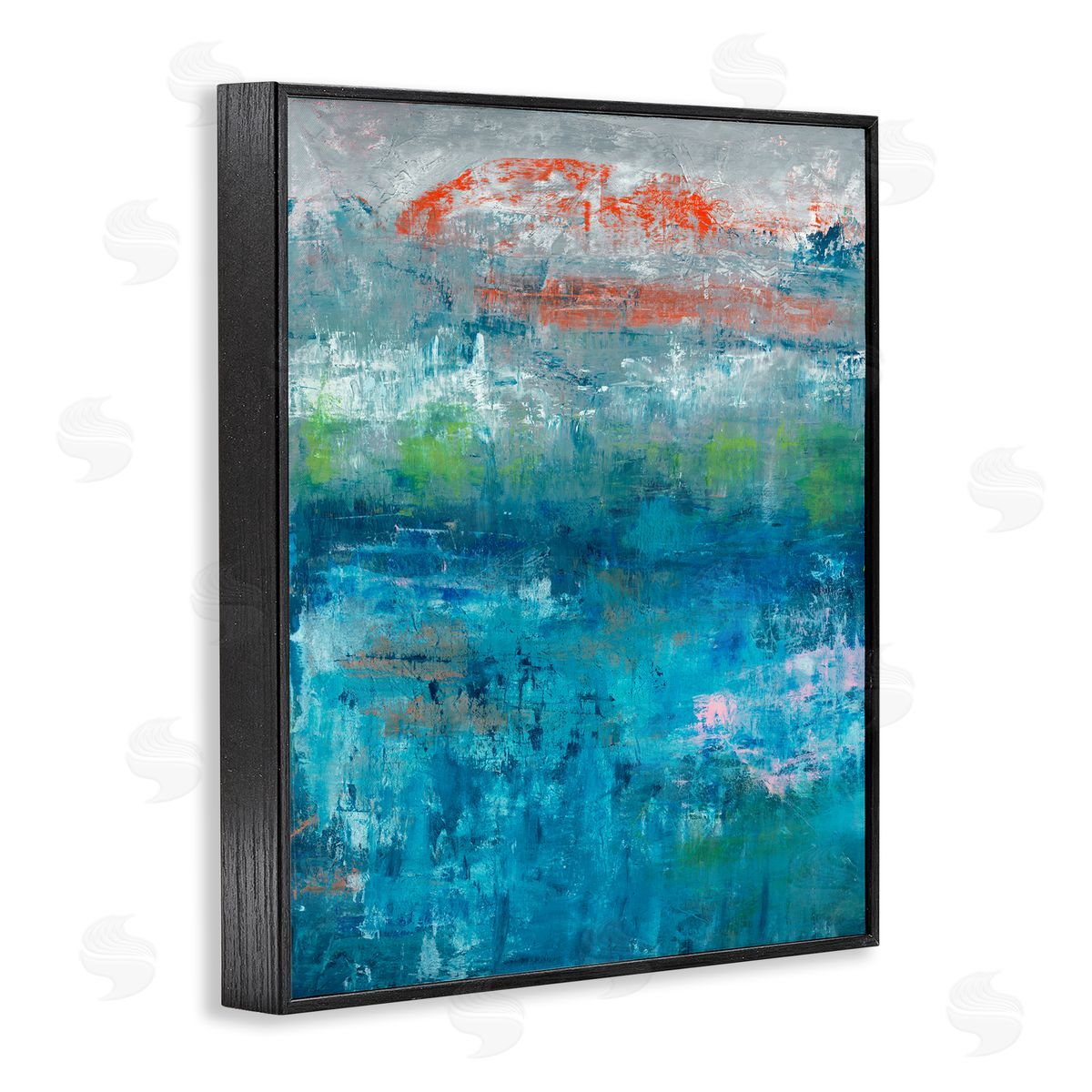 Jeff Iorillo Detailed Paint Stroke Overlays Deep Blue Red  Black Framed Giclee Wall Art Print