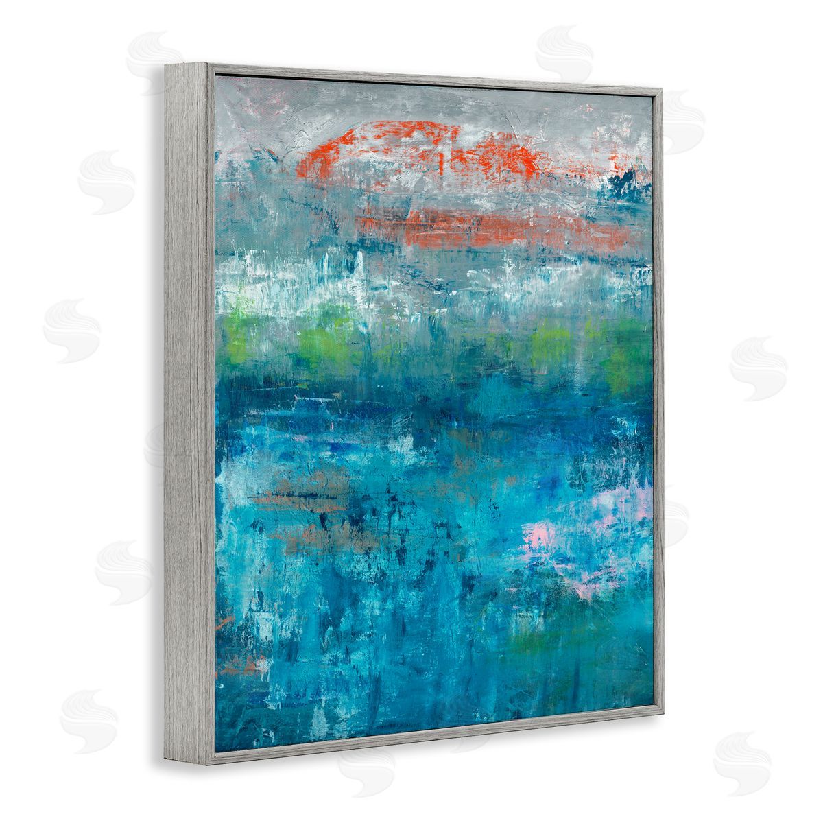 Jeff Iorillo Detailed Paint Stroke Overlays Deep Blue Red  Gray Framed Giclee Wall Art Print