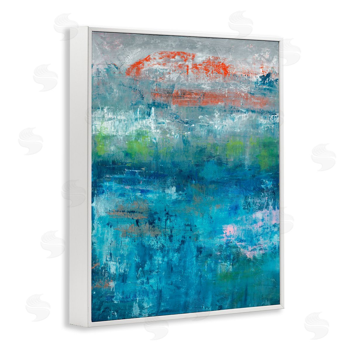 Jeff Iorillo Detailed Paint Stroke Overlays Deep Blue Red  White Framed Giclee Wall Art Print