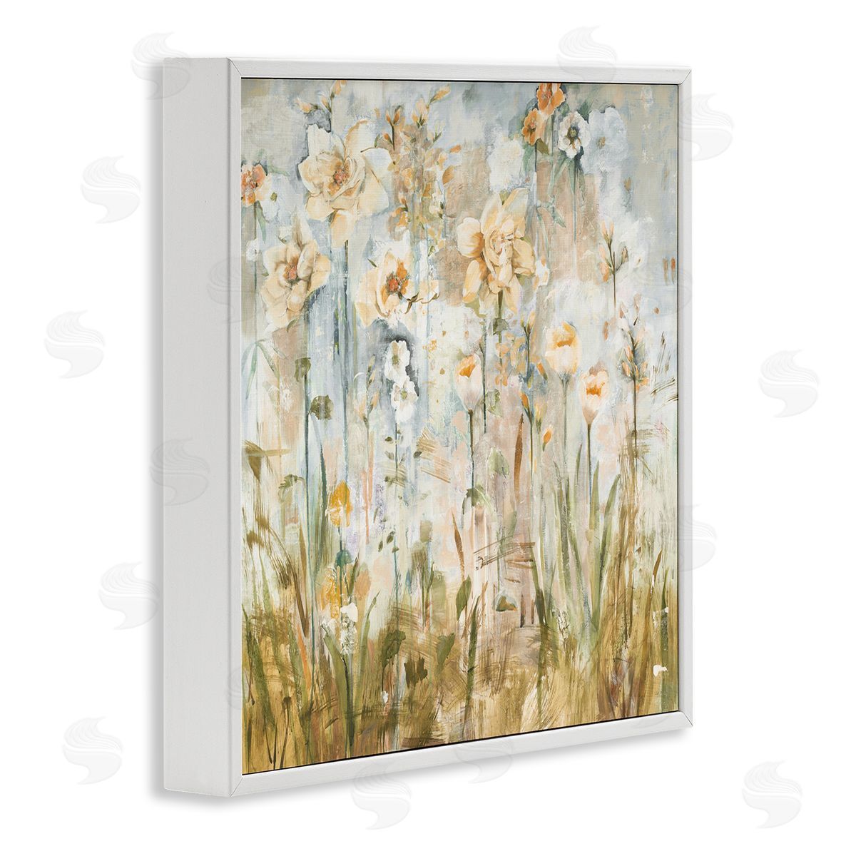 Jill Martin Varied Blooming Flowers Among Grasses Boho Painting White Framed Glicee Wall Art Print