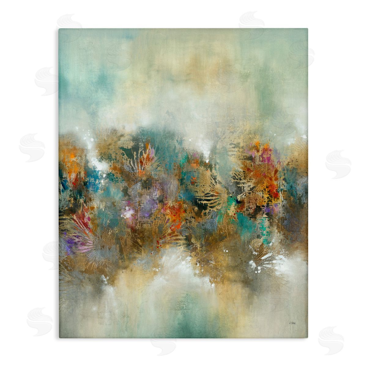 K. Nari Vivid Abstract Botanical Painting Bold Glam Detail Stretched Canvas Wall Art Print