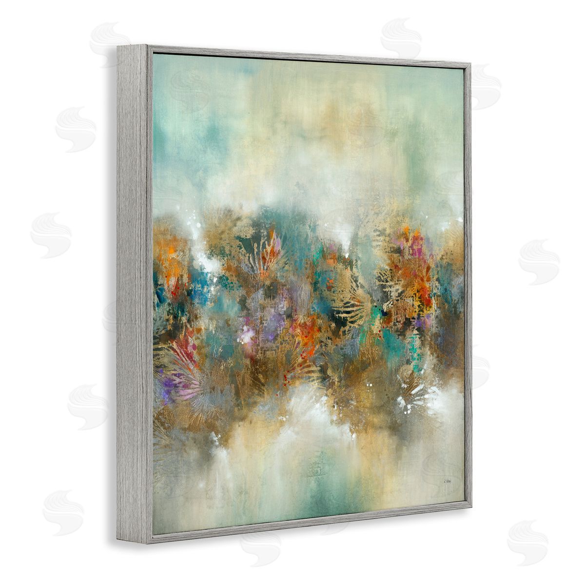 K. Nari Vivid Abstract Botanical Painting Bold Glam Detail Gray Framed Giclee Wall Art Print