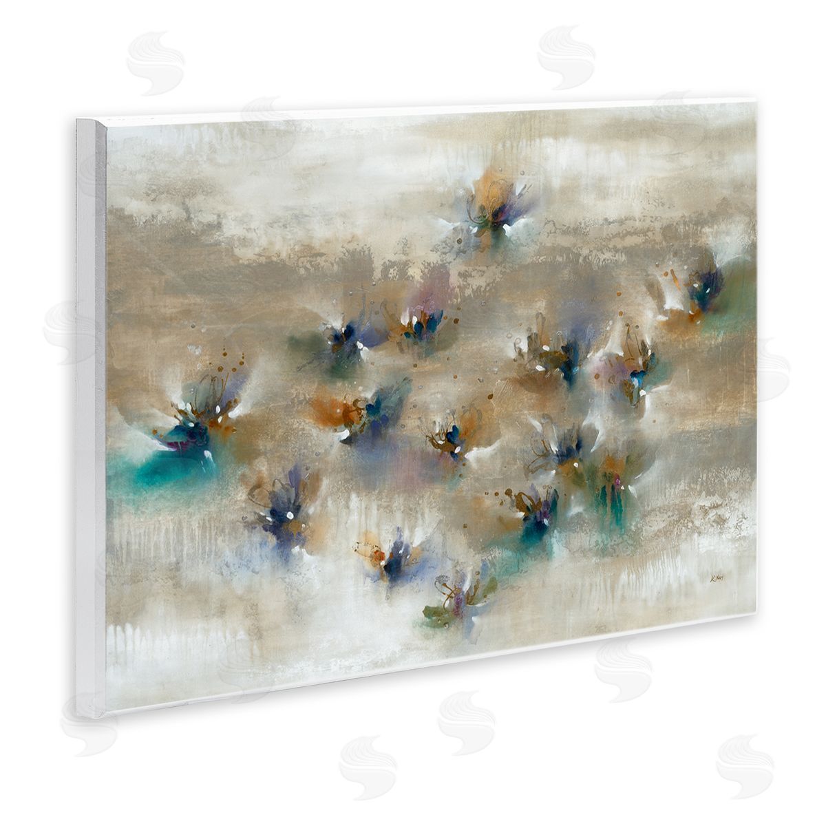 K. Nari Earthy Abstract Floral Petals Boho Paint Drip  Wall Plaque Art Print