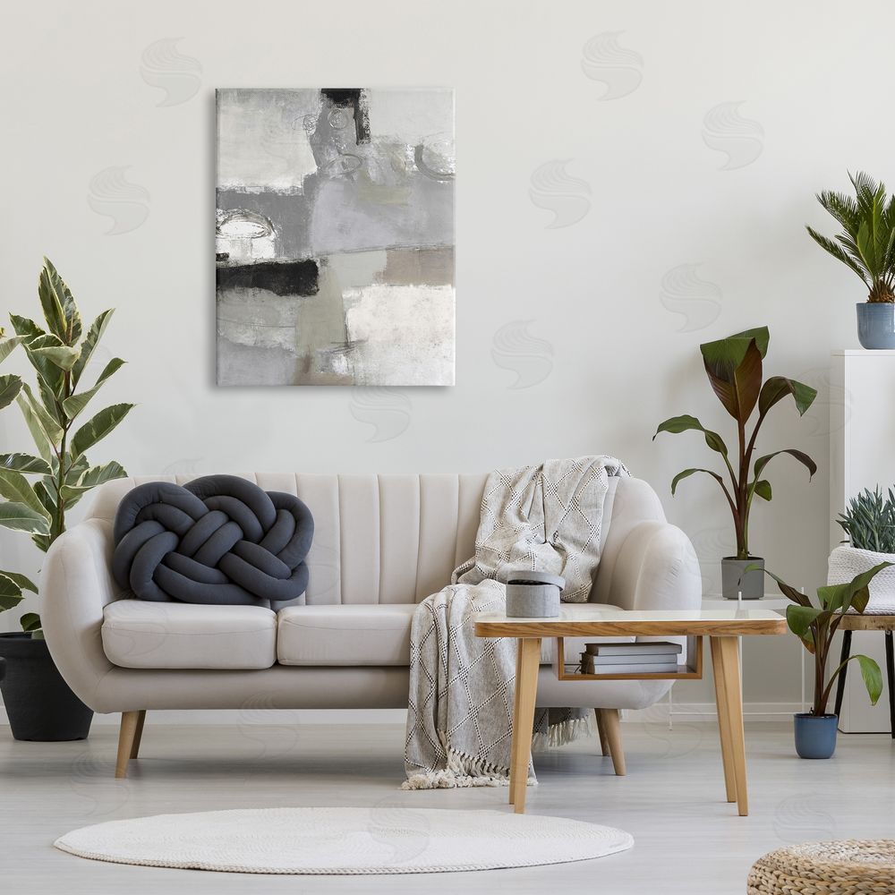 Lisa Ridgers Blocked Geometric Shapes Black Detail Circles Canvas Wall Art Print in Room