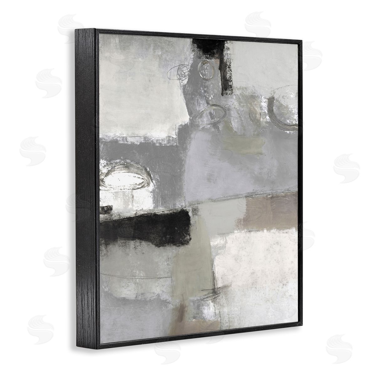Lisa Ridgers Blocked Geometric Shapes Black Detail Circles Black Framed Giclee Wall Art Print