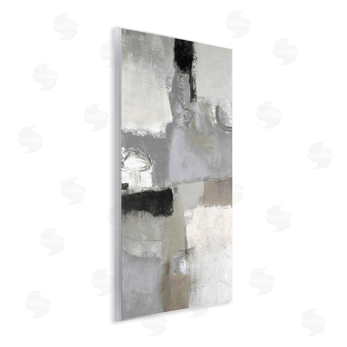 Lisa Ridgers Blocked Geometric Shapes Black Detail Circles Wall Plaque Art Print