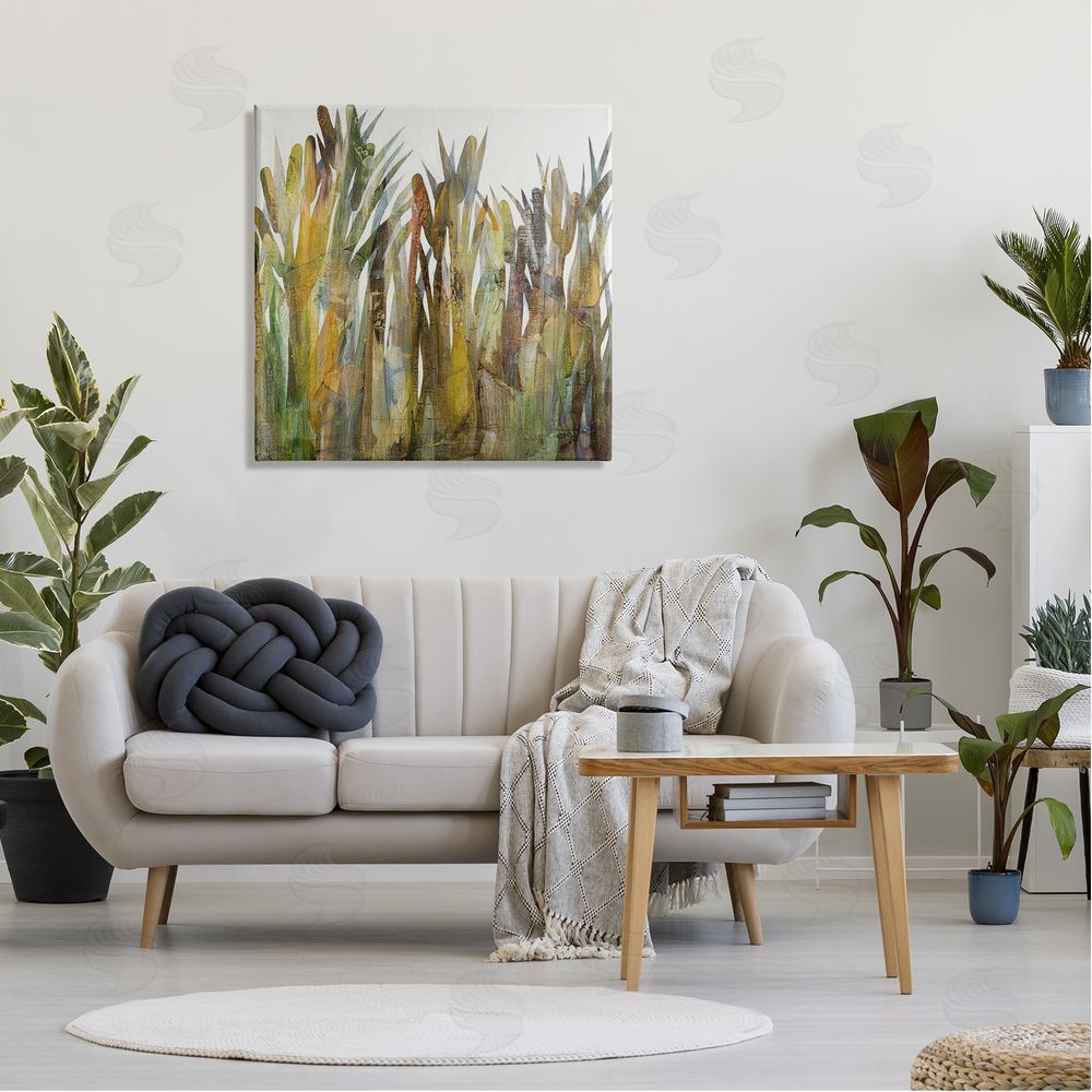 Steling Rustic Pampas Grass Cattails Wild Rural Plants Canvas Wall Art in Room