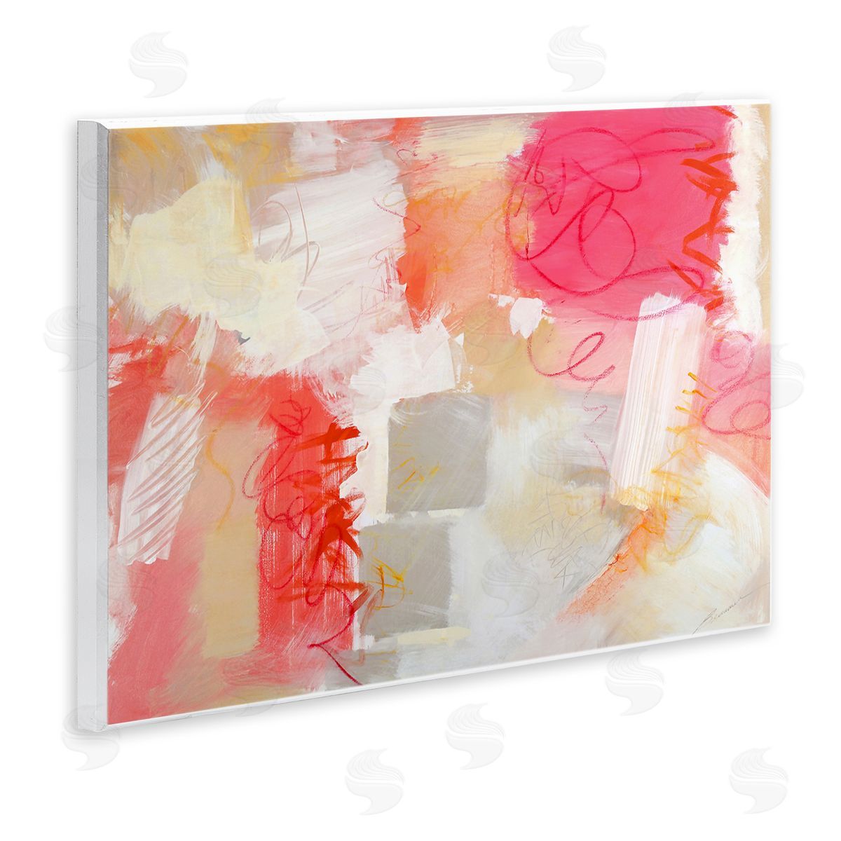 Beau Wild Vivid Pink Geometric Shapes Scribble Doodle Lines  Wall Plaque Art Print
