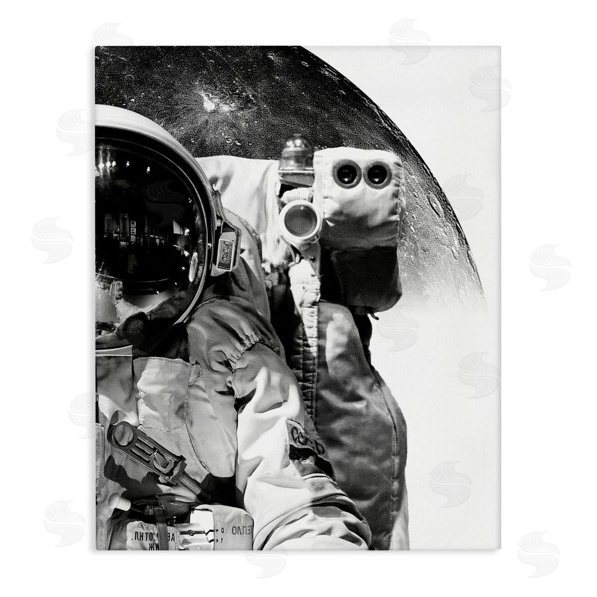Brandon Wong Monochrome Astronaut Distant Planet Outer Space Photography Stretched Canvas Wall Art Print