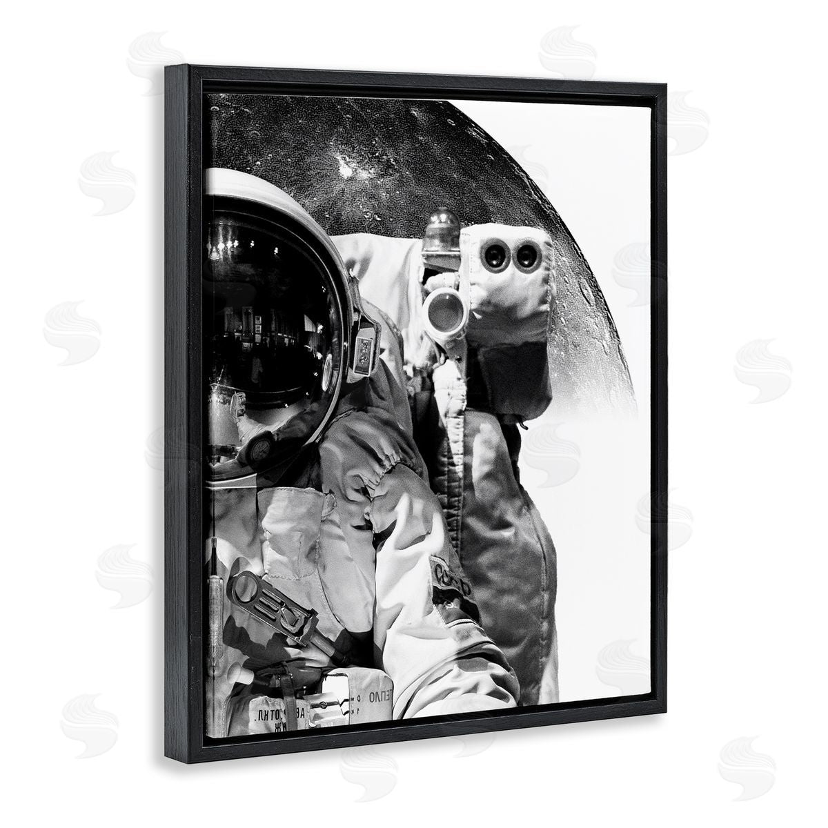 Brandon Wong Monochrome Astronaut Distant Planet Outer Space Photography Black Floating Frame Canvas Wall Art Print