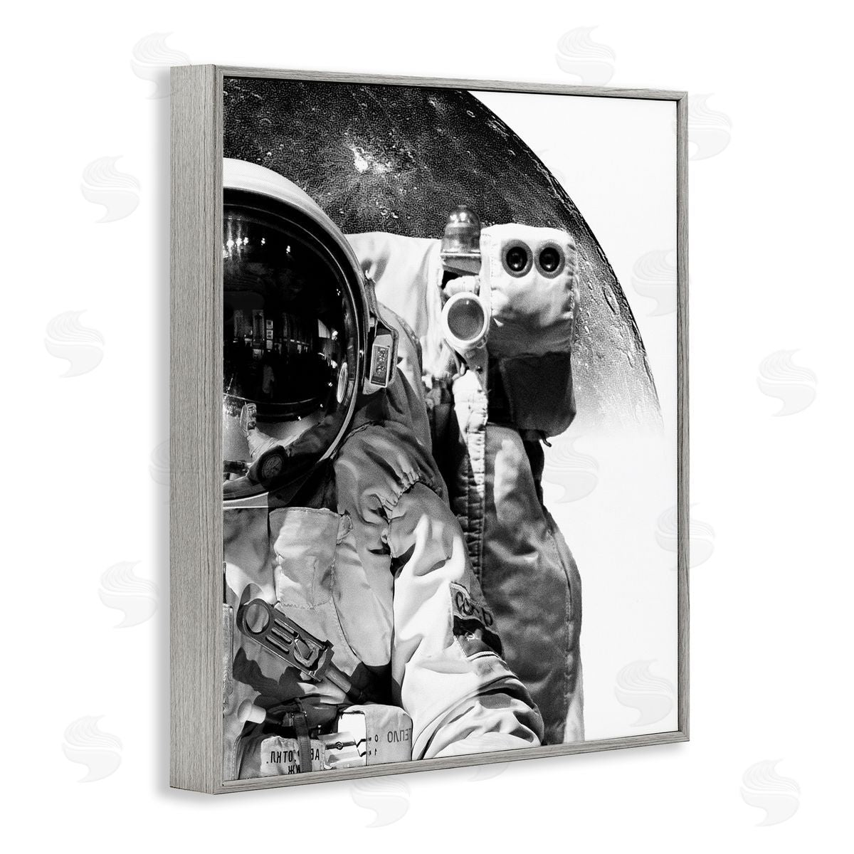 Brandon Wong Monochrome Astronaut Distant Planet Outer Space Photography Gray Framed Giclee Wall Art Print