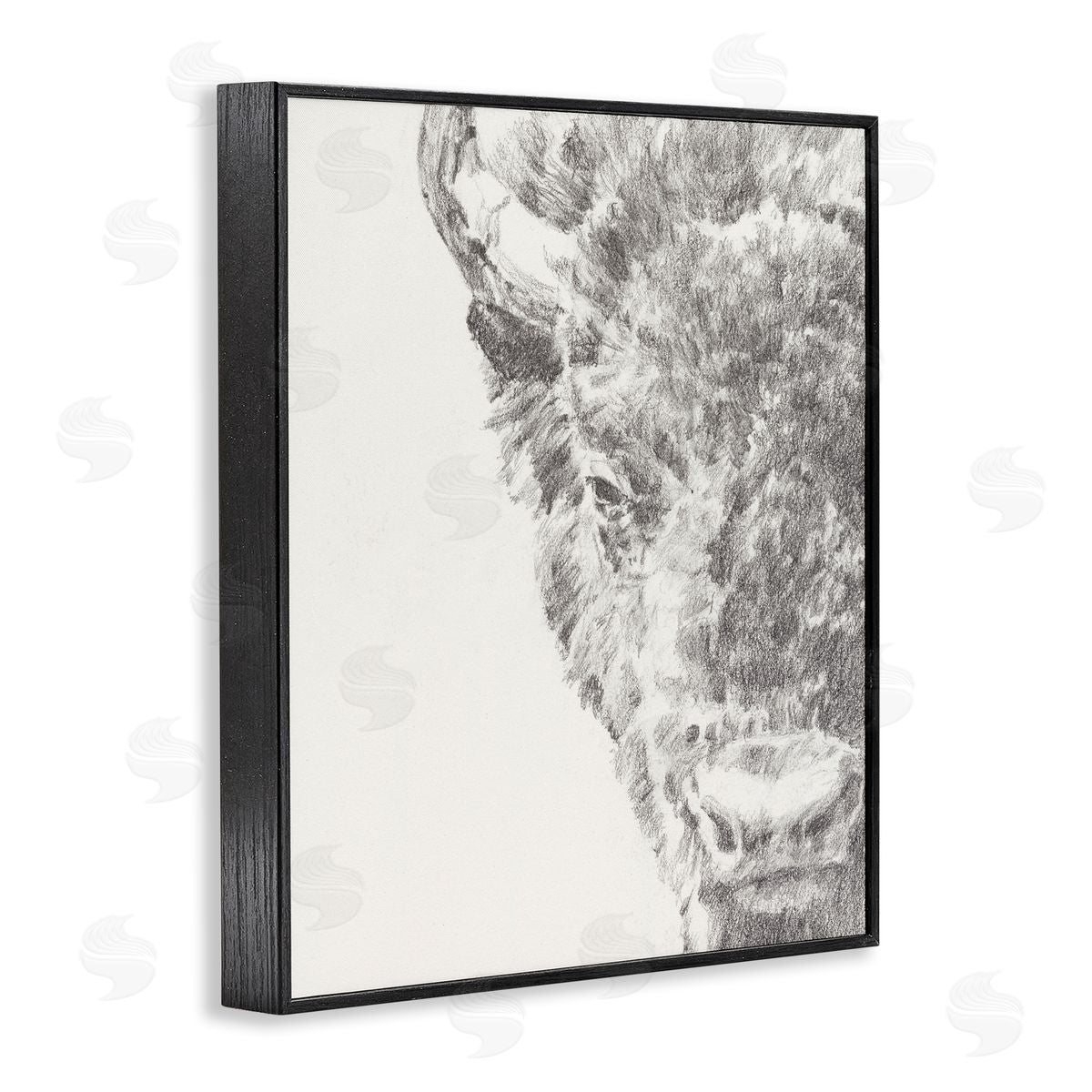 Ethan Harper Detailed Graphite Bison Rural Farm Drawing  Black Framed Giclee Wall Art Print