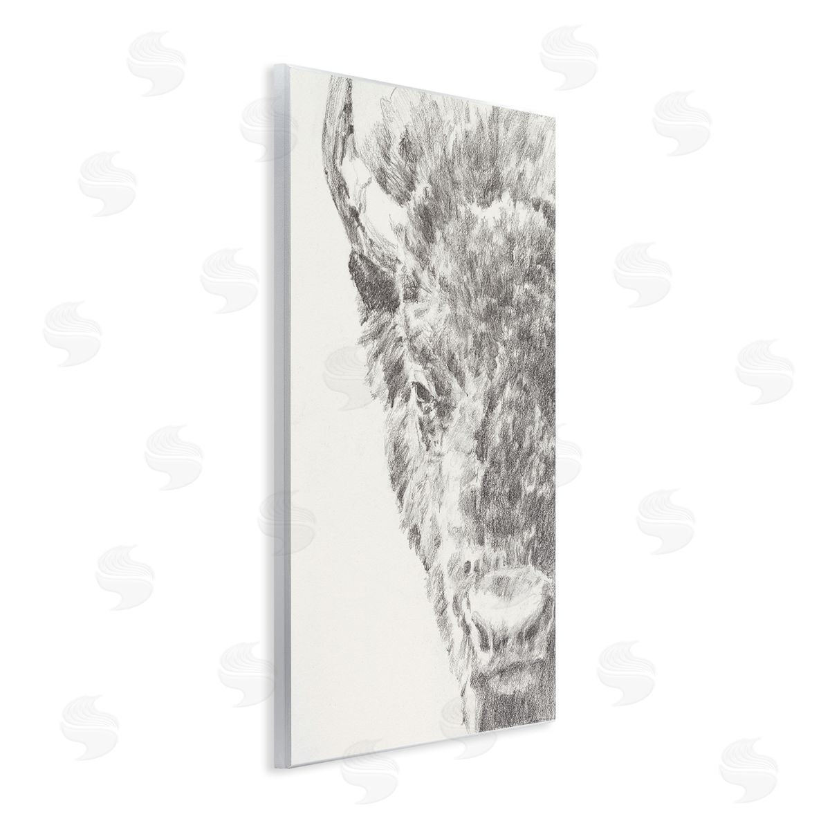 Ethan Harper Detailed Graphite Bison Rural Farm Drawing  Wall Plaque Art Print