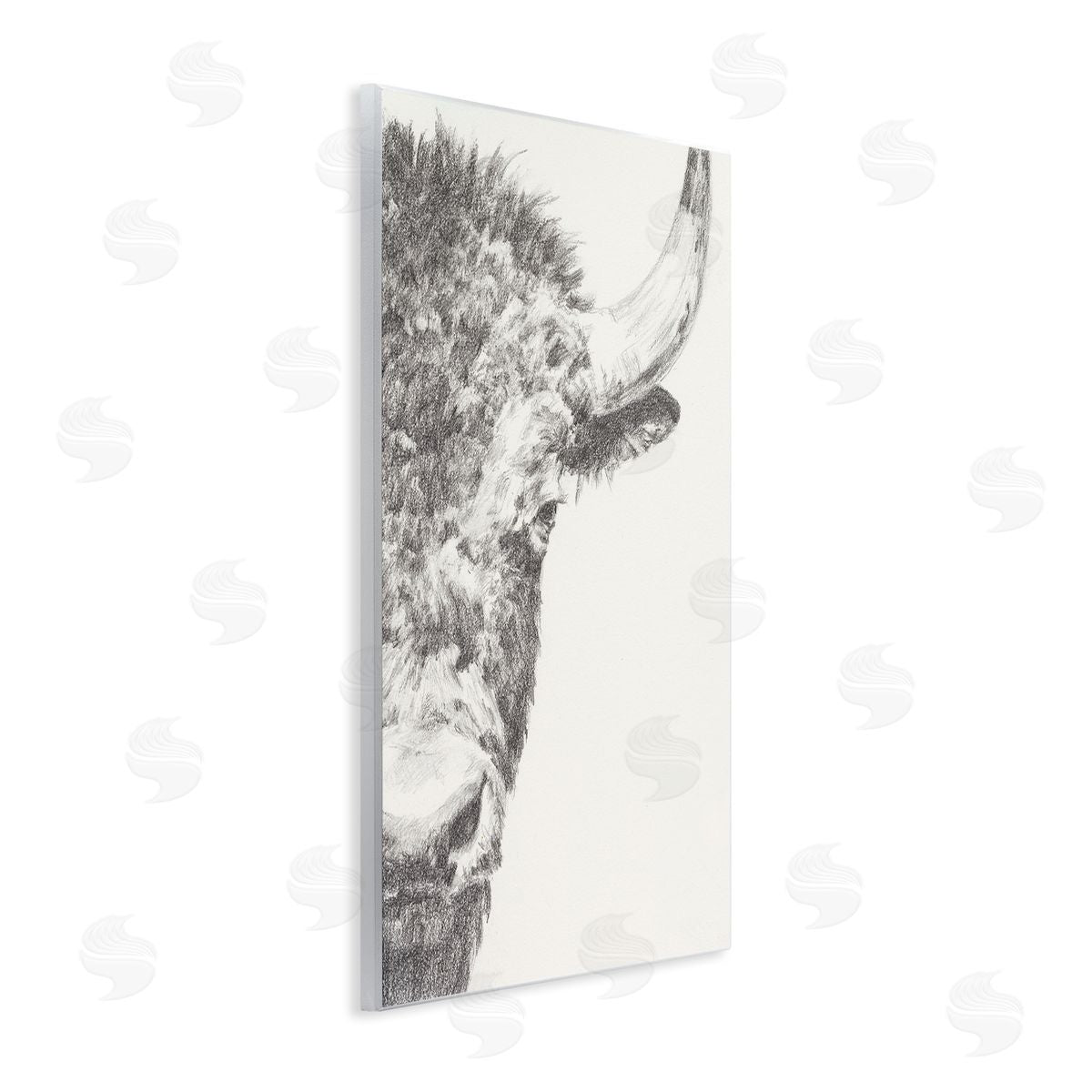 Ethan Harper Rural Bison Animal Drawing Detailed Graphite Wildlife Wall Plaque Art Print