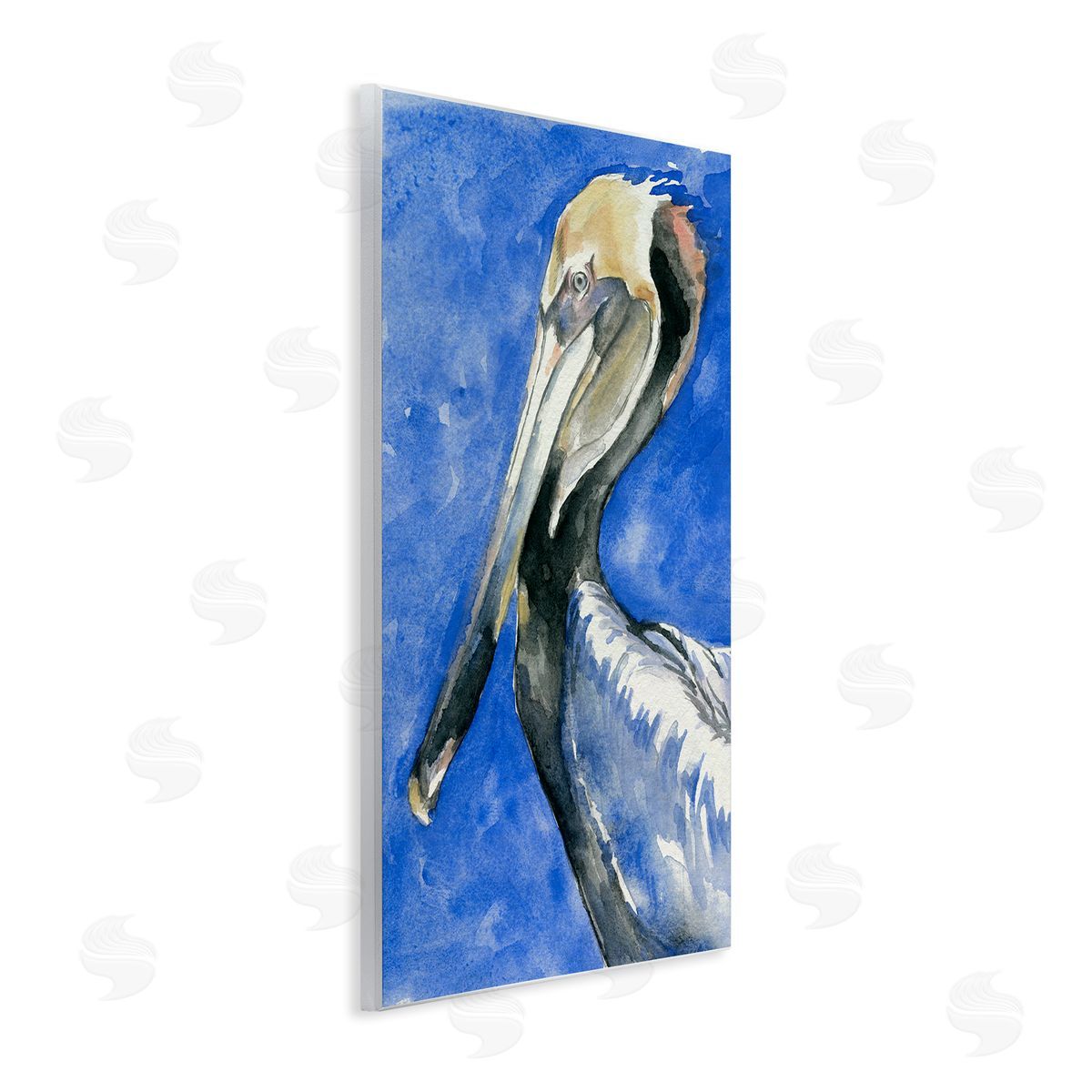 Jennifer Paxton Parker Vivid Pelican Wildlife Bird Blue Watercolor Detail  Wall Plaque Art Print