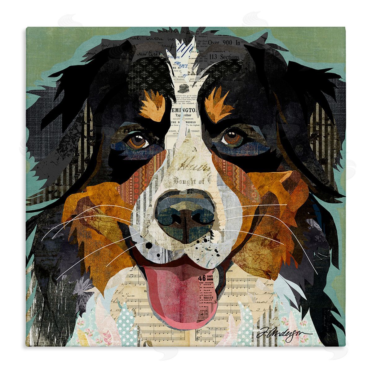 Bernese Mountain Dog Collage Canvas Wall Art, Home Decor by Traci Anderson